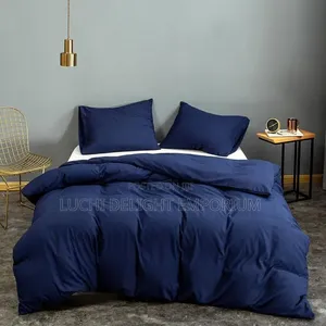 Delightful Navy Blue Duvet Bedsheets and 4 Pillowcase Set-