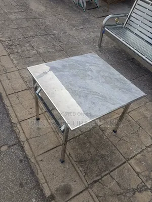 Foldable Stainless Table With Marble Top