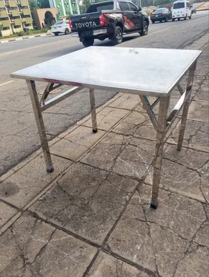 Foldable Stainless Table With Marble Top