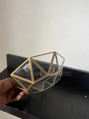 Glass Tray( Hexagon Shaped Gold Plated)