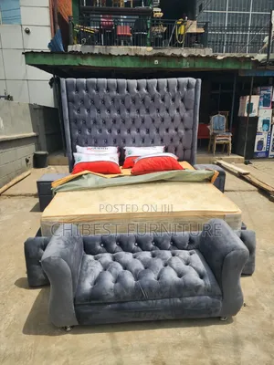 6by6 Upholstery Bed Frame With Side Drawers and Footrest