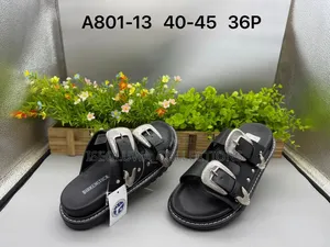 Luxury Double-Buckle Slide Sandals for Men.