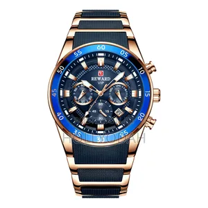 Reward Mens Watche Luxury Quartz Full Steel Men Chronograph Waterproof