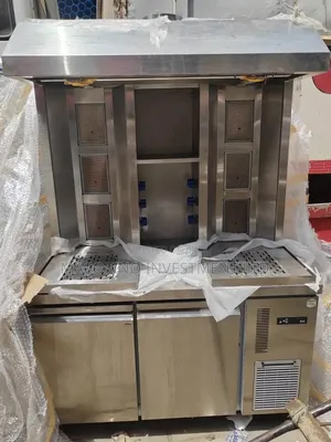 Stainless Steel Shawarma Machine With Built-in Chiller Storage Unit