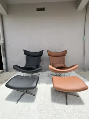 Luxury Wingback Executive Lounge Chair Ottoman Set - Swivel Base