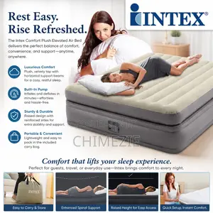 Intex 20” Height 5ft by 6ft Queen Comfort Plush Airbed With Fiber-Tech