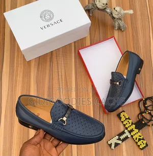 Versace Woven Leather Loafers With Horsebit Buckle