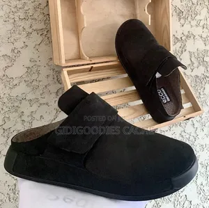 Ecco Black Suede Velcro Mule in Size 39-45