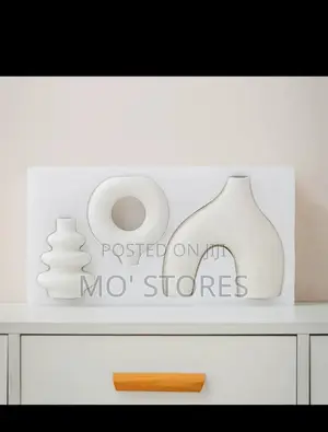3 PCS Ceramic Donut, N Shape and Flower Vase