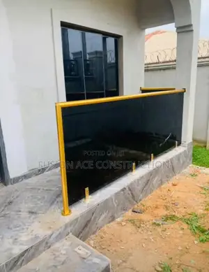 Glass Handrails With Gold Frame