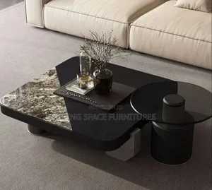 Executive Wood/Marble Top Center Table Set