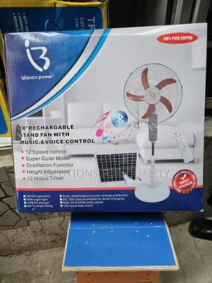 18inches Voices Control Bianco Power Solar Rechargeable Fan 18h
