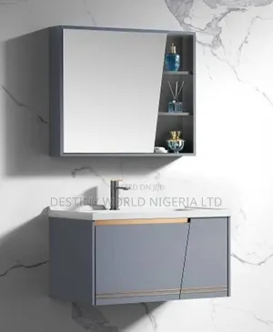 Modern Wall-Hung Bathroom Cabinet and Mirror Set