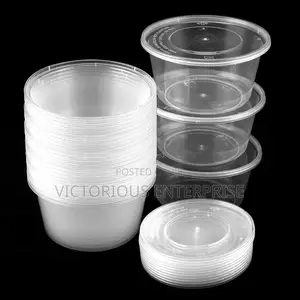 Clear Round Plastic Food Container With Lid ( 50pacs )