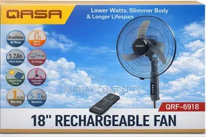 Qasa 18” Lithium Rechargeable Fan – Powerful, Long Lasting
