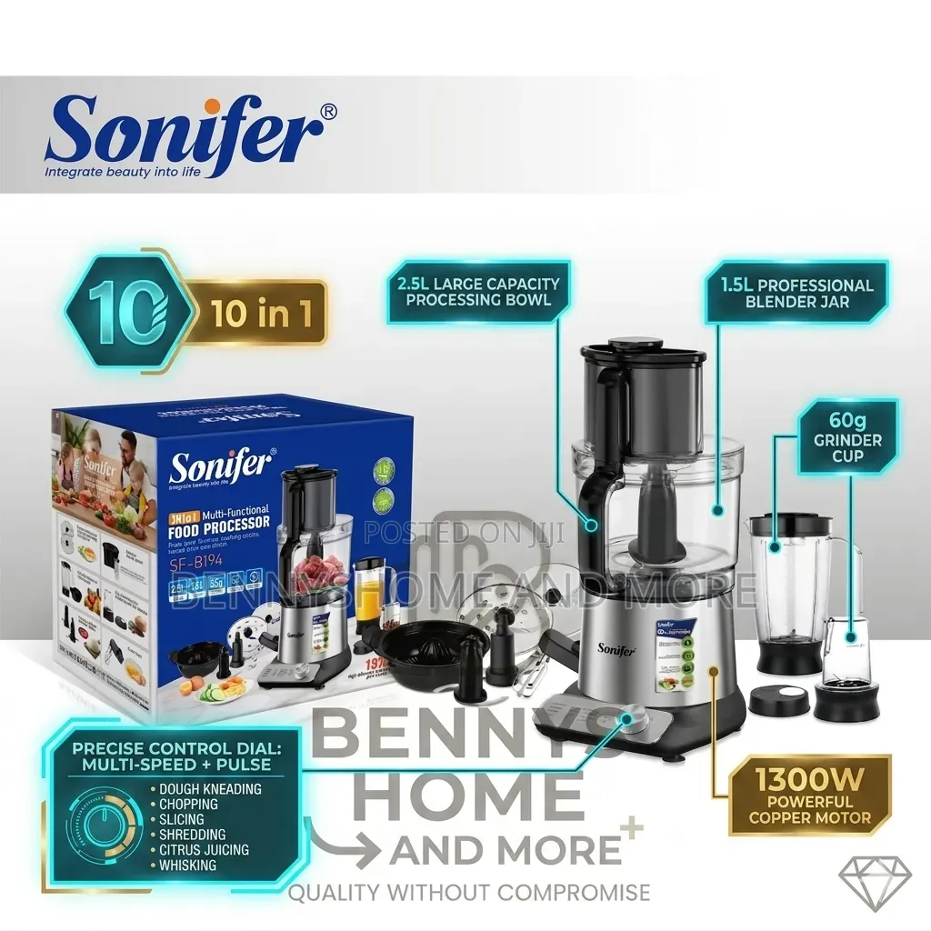 Sonifer 10-in-1 Multi-Functional Food Processor