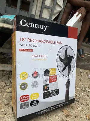 Century 18"Inches Rechargeable Fan With Led Light
