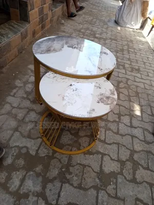 Centre Table 1+1 Stone Top Gold Leg