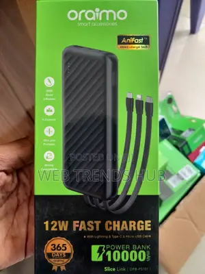 Oraimo 10,000mah Powerbank (Opb-P5101) 12W With Built-in Cables