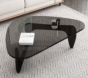 Oval Black Glass Centre Table
