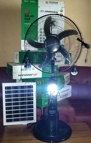 18 Inch, Jd-Jindian Ac/Dc Solar Rechargeable Standing Fan With Lights.
