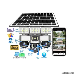 Triple Lens Solar Camera With Flood Light