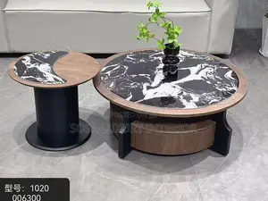 Premium Grey and Black Marble Centre Table