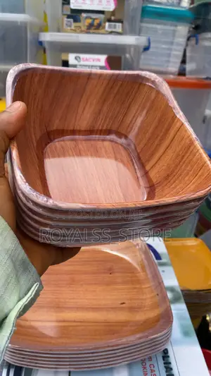 12pcs Wood Grain Unbreakable Ceramic Plate Set