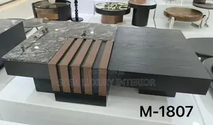 Premium Grey Marble and Wood Centre Table
