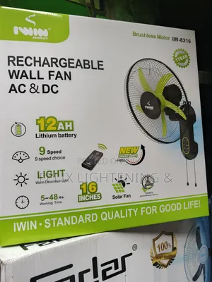 Solar and Rechargeable Wall Fan