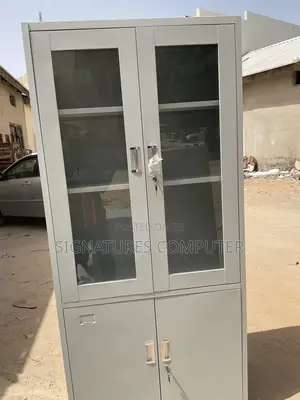 Double Door Half Glass With Lower Storage