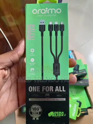 Brand New Oraimo Duraline 3-in-1 Fast Charging Cable (Ocd-X92)