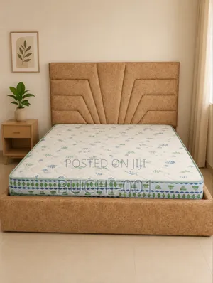 A Well Designed 6x6 Bedframe With a Portable Mouka Mattress in It .