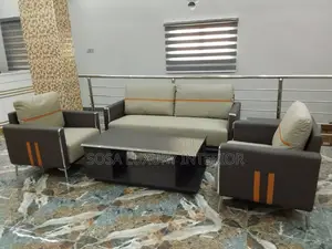 Premium Beige and Brown 4-Piece Sofa Set With Centre Table