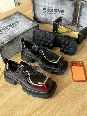 Patent Leather Chunky Platform Lace-Up Shoes