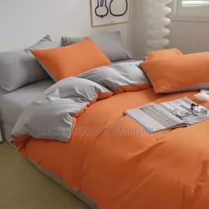 Quality Plain Orange and Ash Mixed Duvet Set