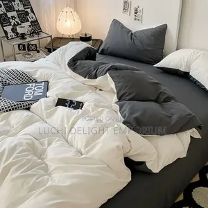 Pure Plain Mixed Cream and Ash Duvet Bedsheets and 4 Pillowcase Set