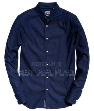 Superdry Tailored Long Sleeve Indigo Slim Shirt (Original Uk Import)