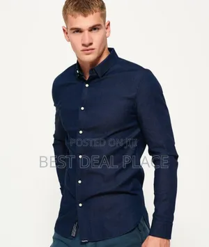 Superdry Tailored Long Sleeve Indigo Slim Shirt (Original Uk Import)