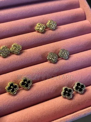 Vca Van Cleef Iced Out Zirconia 18kt Plated Earrings Studs