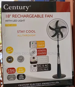 Century FRC-45-D 18" Rechargeable Standing Fan With Led Light