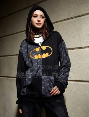 Batman Cartoon Graphic Zip Up Drawstring Hoodie Original From Uk