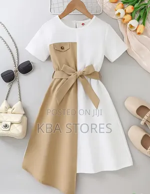 Girls Party/Casual Gown (Brown/Cream, Pink/White - 5-14yrs)