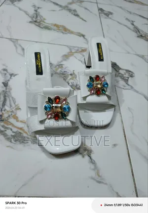 Classic White Low Heel Slippers