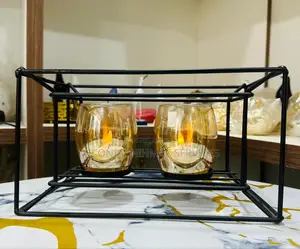 Elegant Glass Candle Holder With Metal Stand