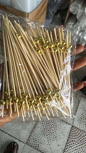 Gold Bead Bamboo Food Pick - 100pcs