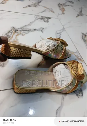 Gorgeous  Low Heel Golden Slippers