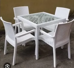 Plastic White Malibu With Rattan Table