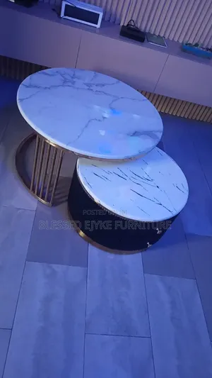 Luxury Marble Top Center Table Double Drawer
