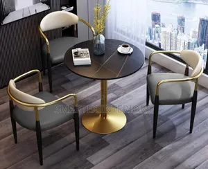 Best Quality Gold Arm Leather Chair With Table